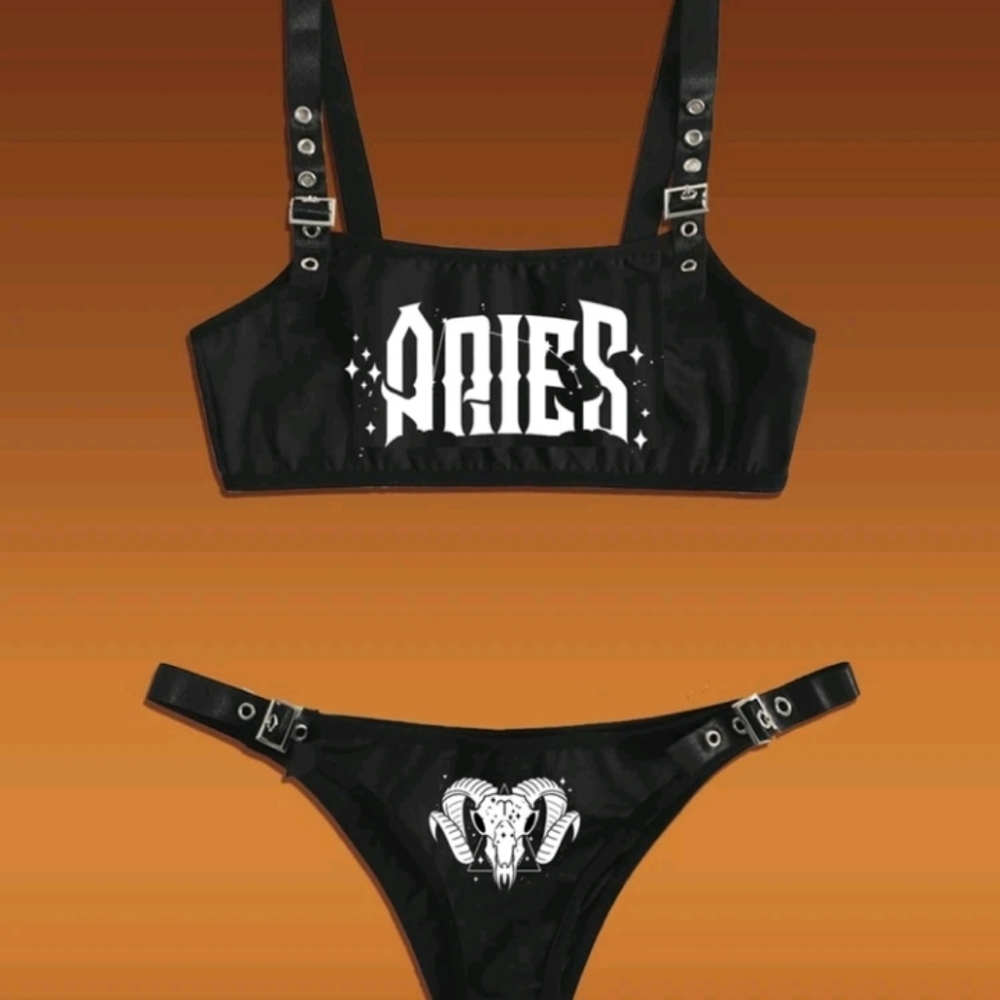 NEW "ARIES" BUCKLE LINGERIE  SET